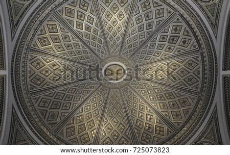 Historical geometric patterned ceiling. Italy.