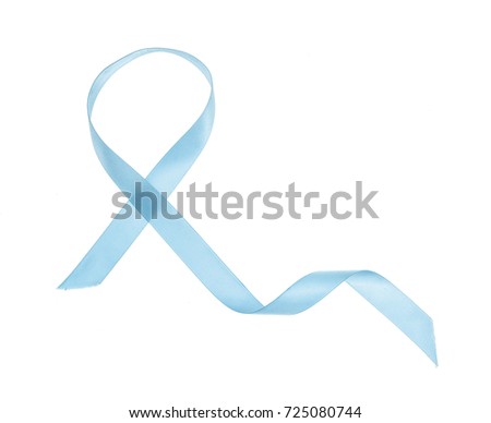 Blue ribbon symbol awareness  about Prostate Cancer. Studio Photo