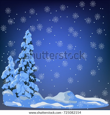 Winter forest. New Year background for design of postcard or banner.