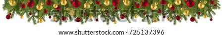 Christmas garland with ornaments isolated 