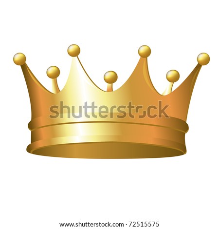 Gold Crown, Isolated On White Background, Vector Illustration