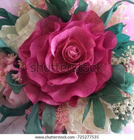 beautiful pink rose flower handiwork from mulberry paper