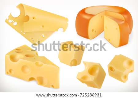 Cheese. 3d vector icon set Royalty-Free Stock Photo #725286931