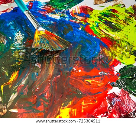 palette with tempera or gouache