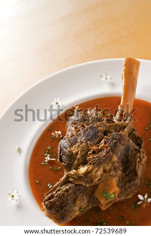 Nice Picture of Braised Lamb Shank with Copy Space