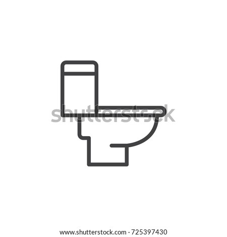Toilet bowl line icon, outline vector sign, linear style pictogram isolated on white. WC symbol, logo illustration. Editable stroke Royalty-Free Stock Photo #725397430