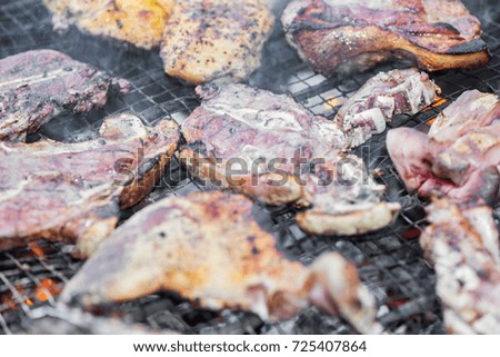 Barbecue of meat. Lamb, pork, veal