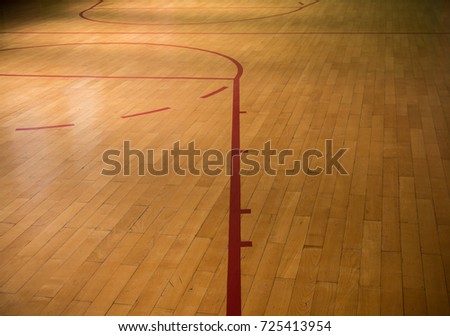 Basketball court, hardwood parquet floor