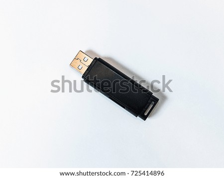 Flash Drive isolated. Black flash drive on a white background. Copy space.