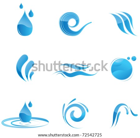 Glossy blue water symbols