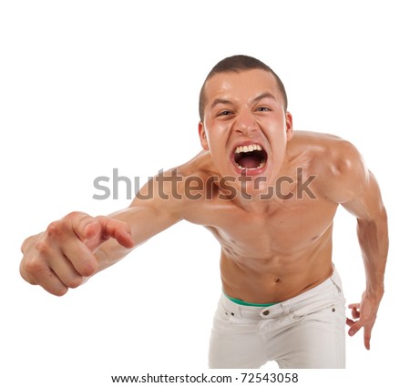 Picture of a angry man screaming, isolated
