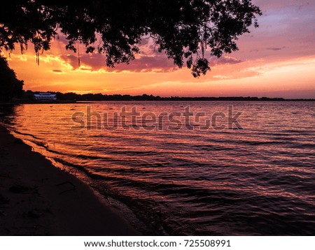 Orange sunset on Florida with amazing sky 