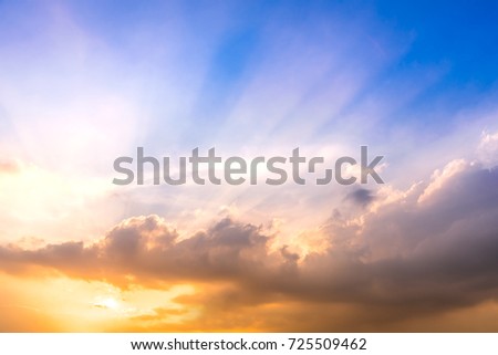 Sunlight In Evening before a Sunset with Clouds, Cloud in heaven, Dramatic look