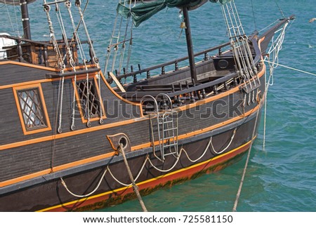 beautiful old wooden sailing vessel