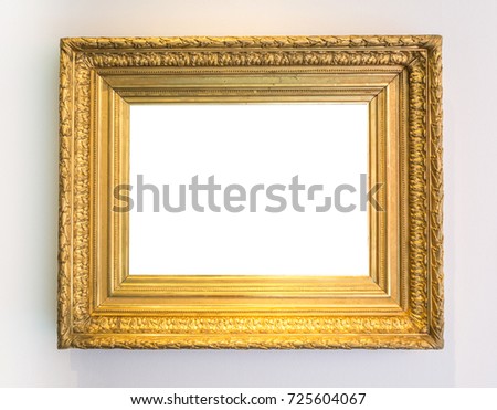 Gold Vintage Picture Frame Art Gallery Museum White Clipping Path Isolated