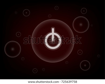 Push start power icon in a bubble on dark red background. Vector illustration design.