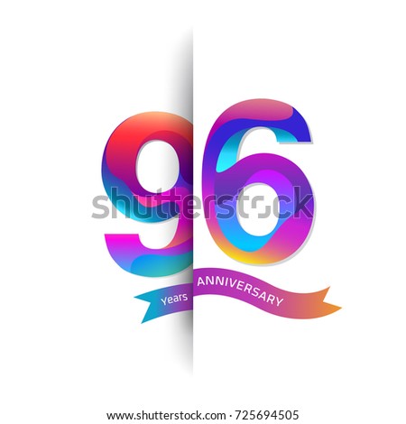 96 Years Anniversary with colorful stylized number. Applicable for brochure, flyer, Posters, web and Banner Designs. Vector illustration.