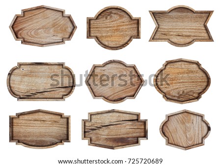 Wooden sign isolated on white background, With objects clipping path for design work