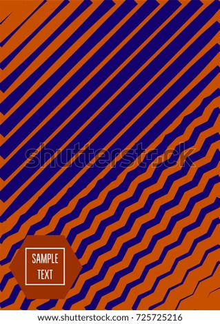 Minimal cover template. Trendy business background in bright purple and orange. Contrast 80s retro template design. Corporate identity, simple minimal covers. Futuristic linear halftone background.