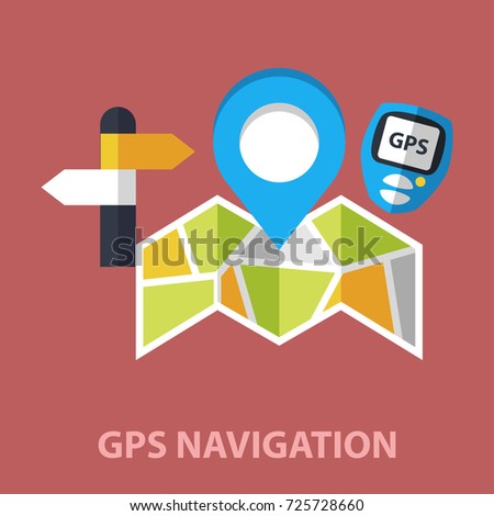 GPS navigation flat concept. Vector illustration. Element template for design.