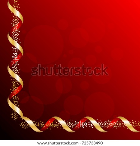 Gold tinsel on a red background.