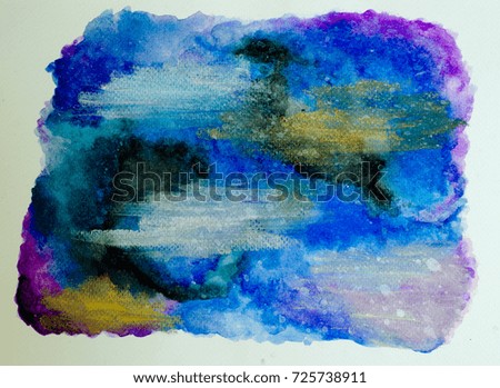night sky, starry night and milky way watercolor abstract background