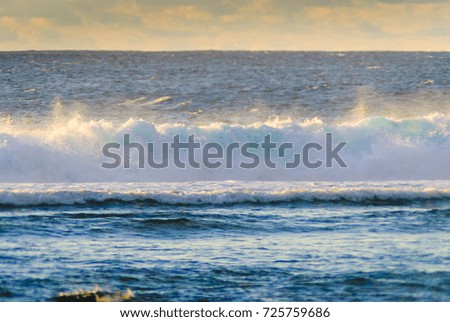 Great Waves on a tropical beach. Reunion Island