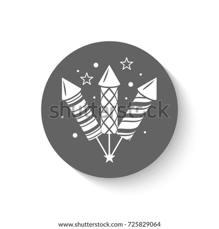 Vector holiday firework. Icon with rockets or firecrackers
