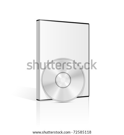 DVD case and disk on white background. Vector illustration.