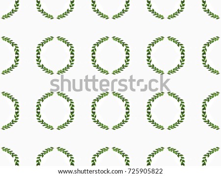 full frame of arranged green branches with leaves isolated on white