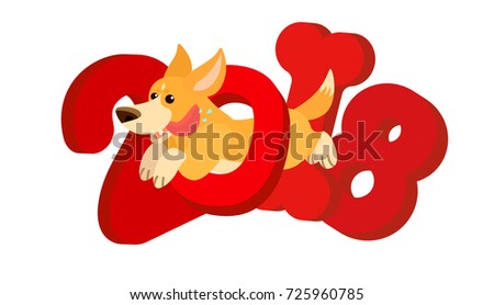 Vector funny welsh corgi pembroke symbol of 2018 new year calendar front page template greeting card