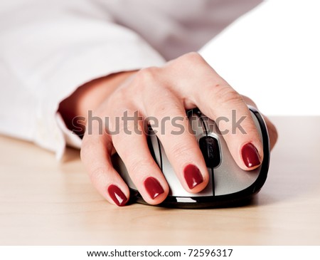Isolated hand with a computer mouse