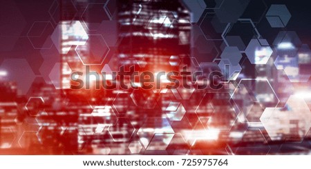 Conceptual background image with night city scape and modern connections concept
