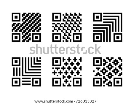 Set of QR Code with pattern, isolated on white background