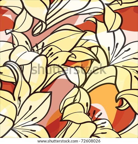 vector seamless spring background with   lily flowers, clipping mask, eps10