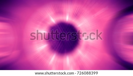 zoom blur motion abstract image of speaker with powerful sonic sound wave ripple around with flash light ray in romantic pink purple color, colorful zoom motion blur for backdrop text copy space