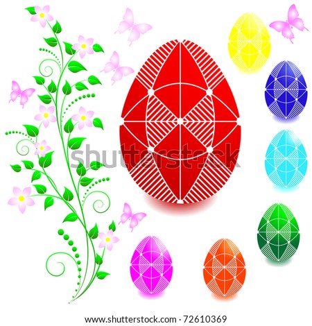 Set of Easter eggs with floral ornaments. Similar image in Vector format  in my portfolio.
