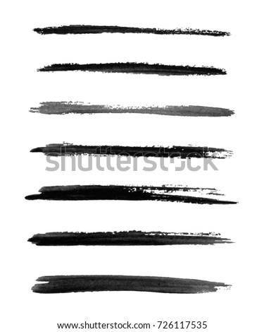 Set of black paint, ink brush strokes Artistic design elements. Hand Painted Brush Strokes.