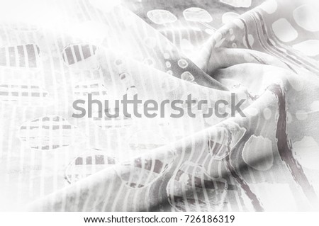 Texture background image, Silk fabric with abstract pattern. Black and white. Flowers texture black and white image of anti-stress. Black and white abstract waves 