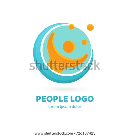 Logo design abstract people vector template. Illustration design of logotype business active person symbol. Vector happy man web icon.