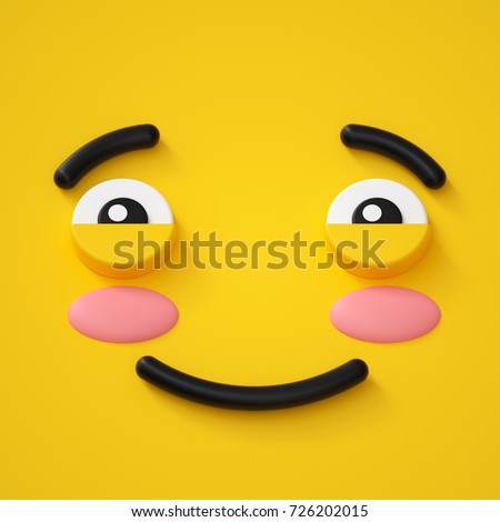 3d render, abstract emotional face icon, shy character illustration, cute cartoon monster, emoji, emoticon, toy