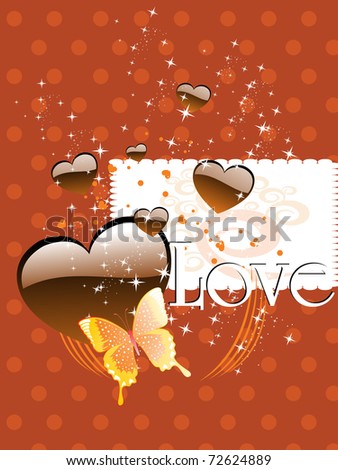 abstract twinkle star background with chocolate heart, butterfly