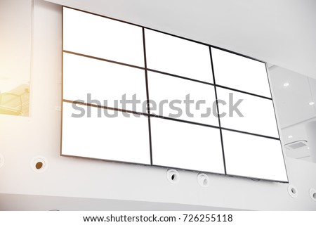 wall LCD display screen panel in modern office building with clipping path at blank screen Royalty-Free Stock Photo #726255118