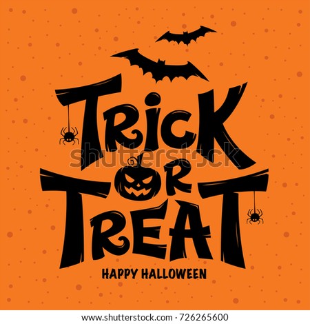 Trick or Treat lettering design on orange background Royalty-Free Stock Photo #726265600