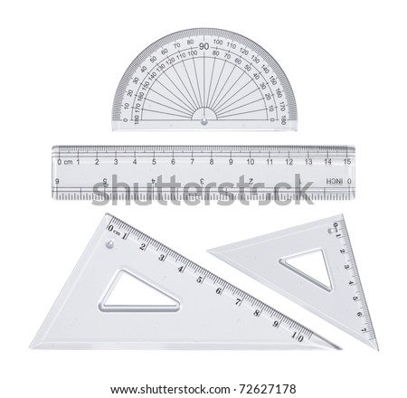 Transparent plastic rulers isolated on white