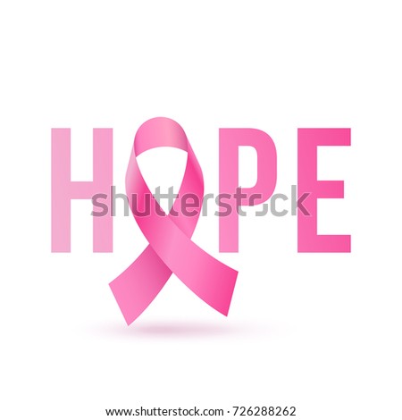 Hope emblem with pink ribbon symbol for breast cancer awareness month