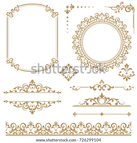 Vintage Set. Floral elements for design monograms, invitations, frames, menus and labels. Graphic design of the website, cafes, boutiques, hotels, wedding invitations.