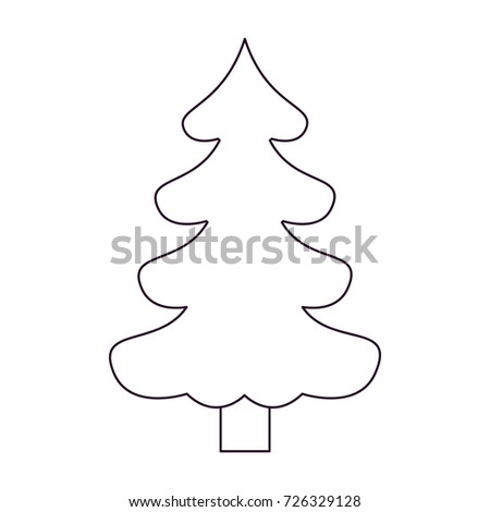 christmas tree pine with trunk silhouette on white background vector illustration