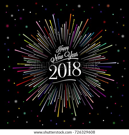 Happy New Year Card with Starburst. Vector illustration.