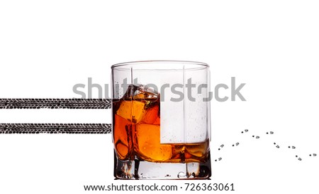 Glass of whiskey.Concept photography don't drink and drive.Drink or drive